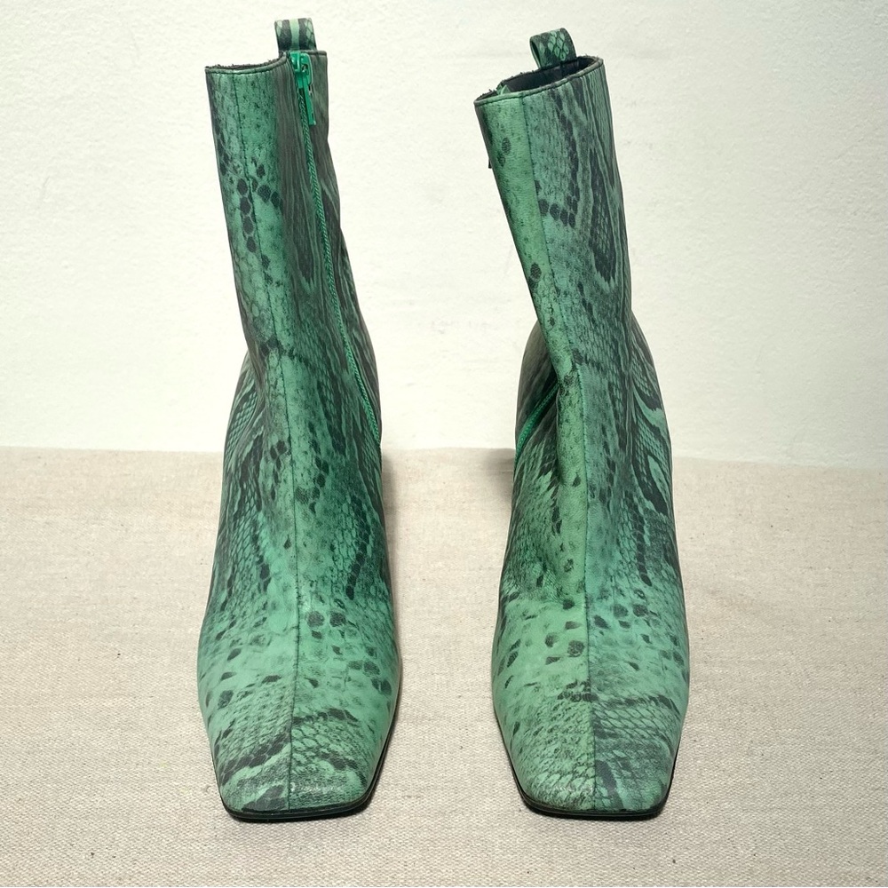 Miista London marchelle light green snake print square toe heeled boots sz 39 - Picture 2 of 8